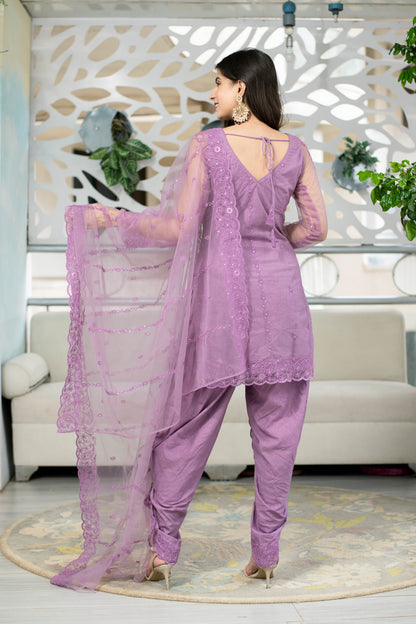 Mauve Kurta With Dhoti Set