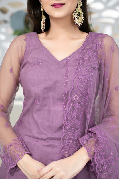 Mauve Kurta With Dhoti Set