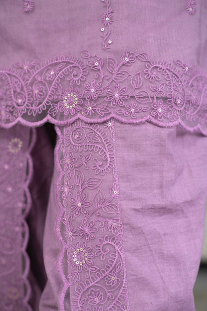 Mauve Kurta With Dhoti Set