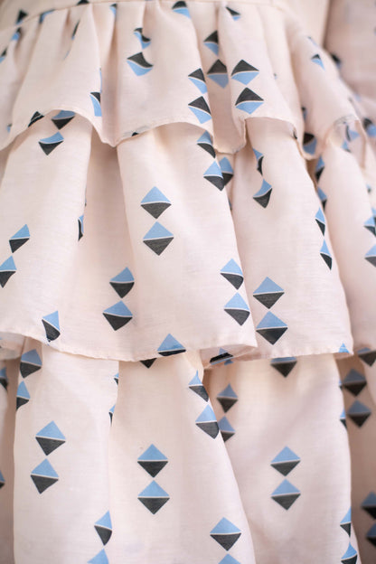 One Shoulder Beige Ruffle Fit And Flare Short Dress