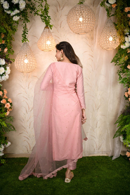 Peach Lace Kurta Set