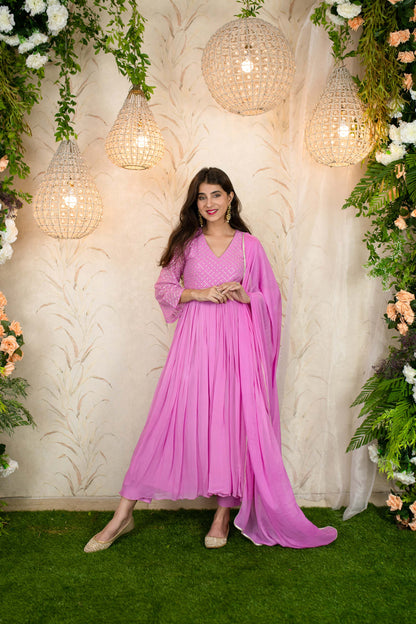 Lavender Pink Flared Anarkali