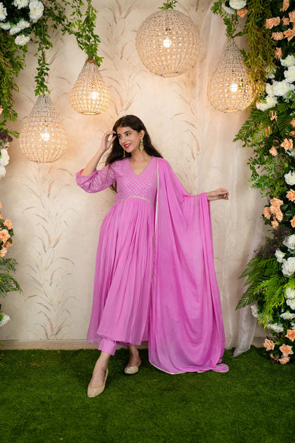 Lavender Pink Flared Anarkali