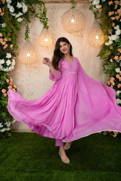 Lavender Pink Flared Anarkali