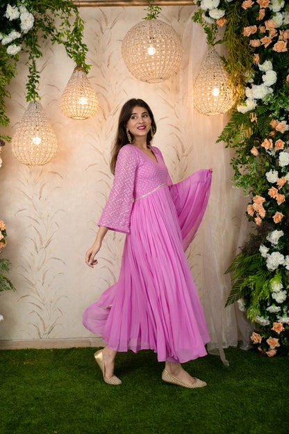 Lavender Pink Flared Anarkali