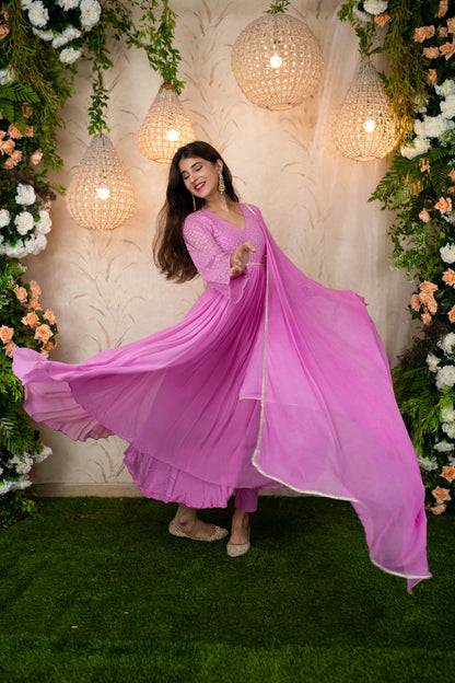 Lavender Pink Flared Anarkali