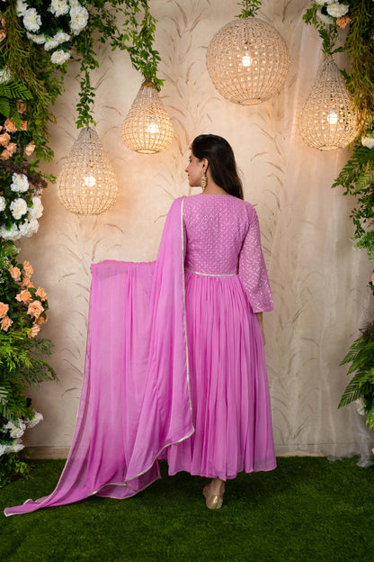 Lavender Pink Flared Anarkali
