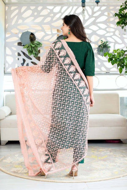 Rama Green Kurta With Heavy Dupatta