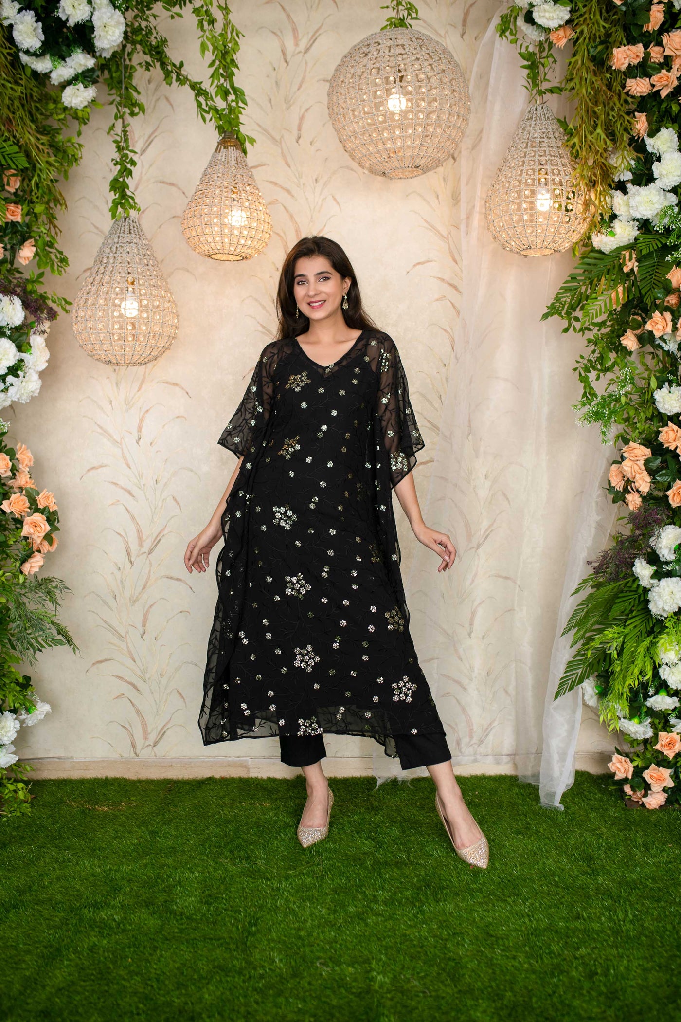 Buy Online In India Black Kaftan With Pants Label Shaurya Sanadhya