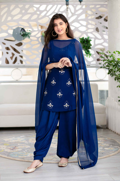 Deep Blue Patiala Set
