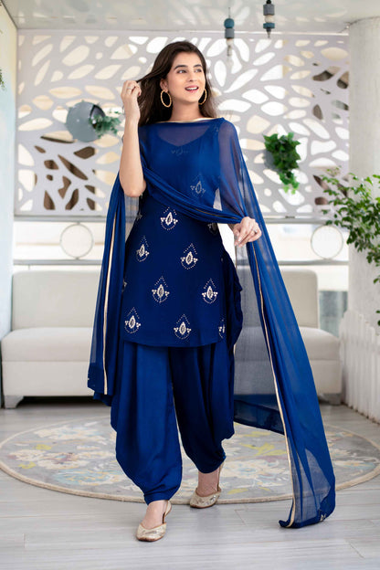 Deep Blue Patiala Set