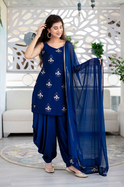 Deep Blue Patiala Set