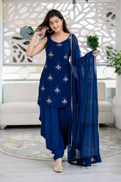 Deep Blue Patiala Set