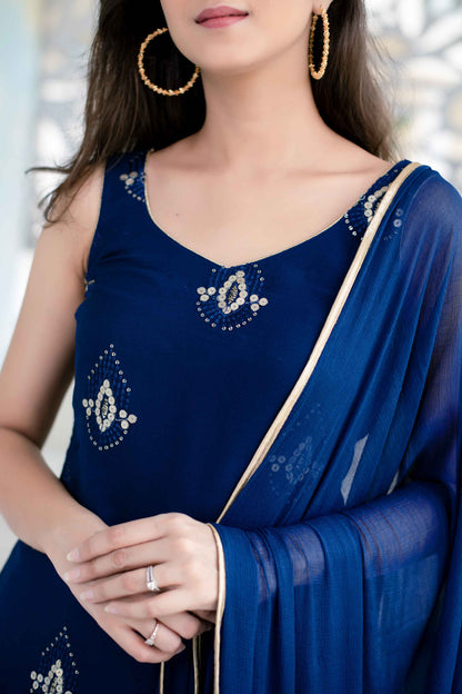 Deep Blue Patiala Set