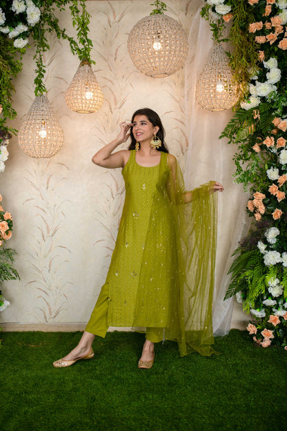 Mehandi Green Kurta Set
