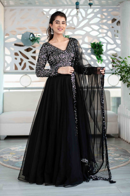 Black And Silver Lehenga