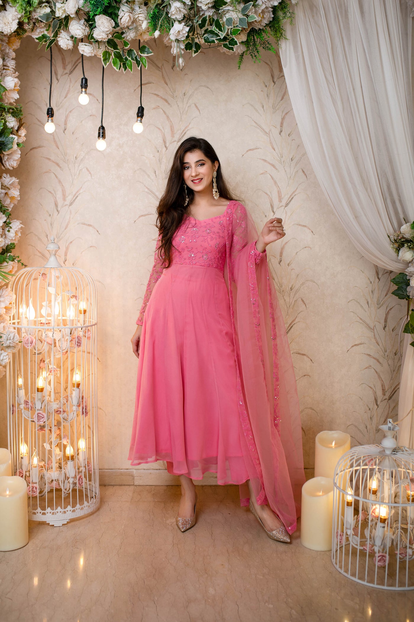 Buy Baby Pink Anarkali for Women Online in India Buy Baby Pink Anarkali for Women Online in India