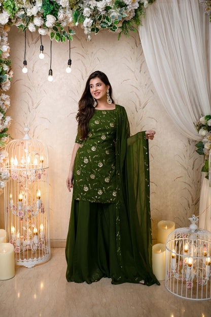 Olive Kurta With Palazzo