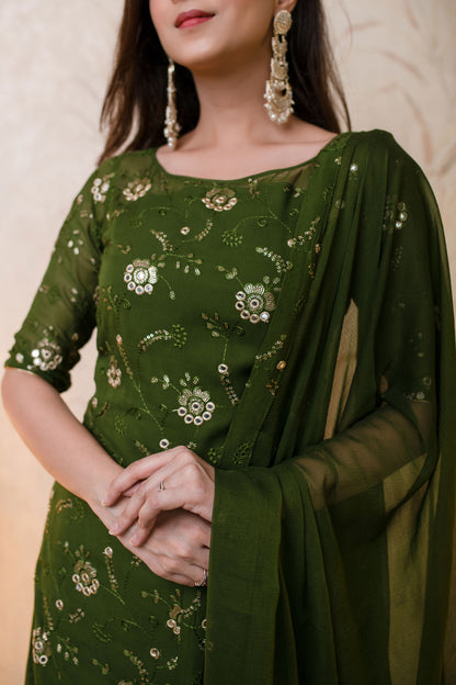 Olive Kurta With Palazzo