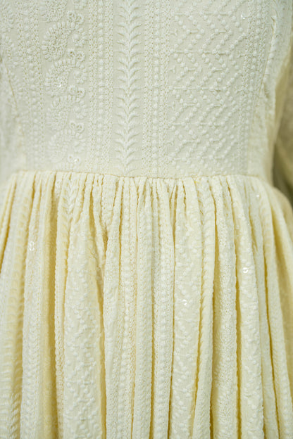 Dolly White Thread Work Anarkali