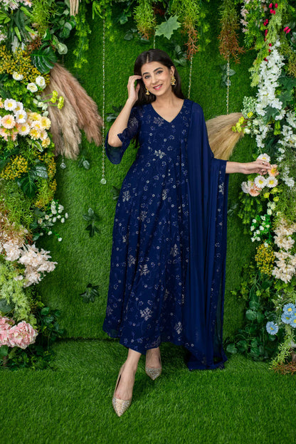Imperial Blue Anarkali Set