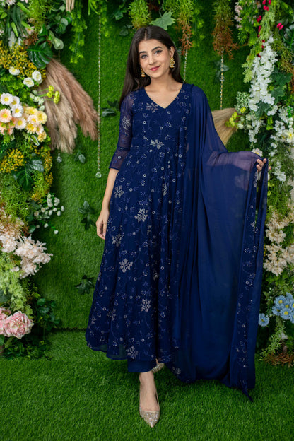 Imperial Blue Anarkali Set