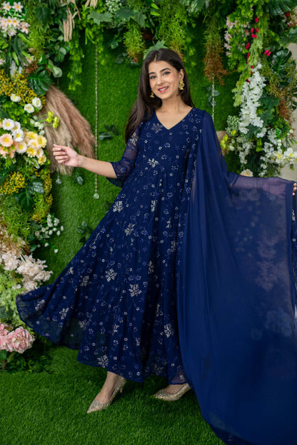 Imperial Blue Anarkali Set