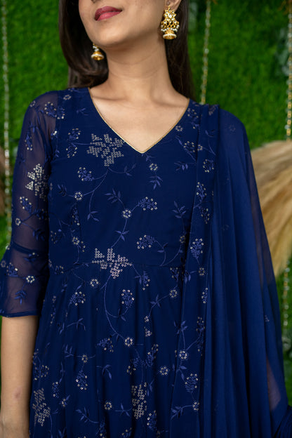 Imperial Blue Anarkali Set