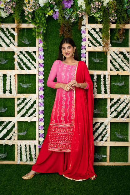 Pink Ombre Kurta Palazzo Set
