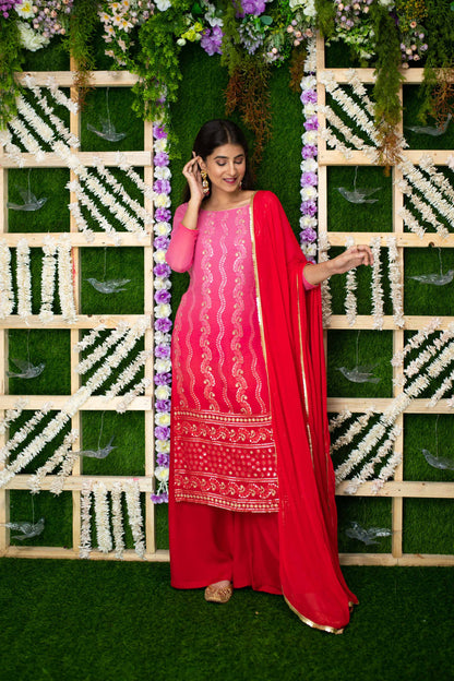 Pink Ombre Kurta Palazzo Set