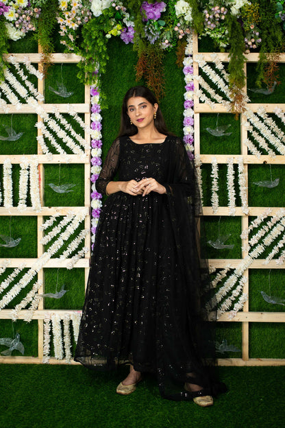 Black And Golden Anarkali
