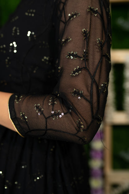 Black And Golden Anarkali