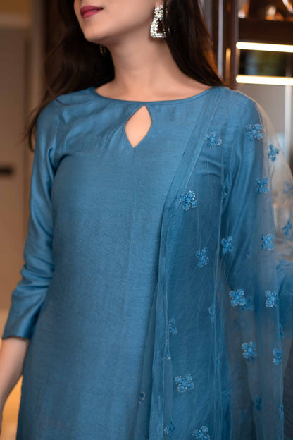 Blue Kurta Set With Dupatta