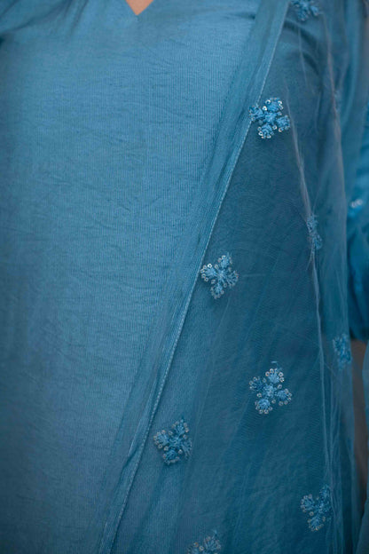 Blue Kurta Set With Dupatta
