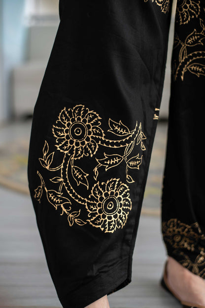 Black Patiala With Block Print