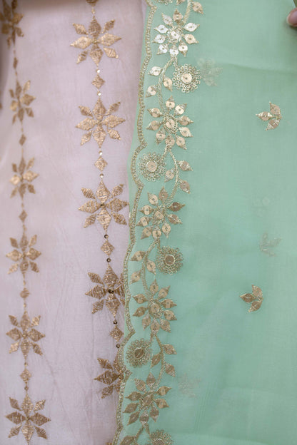 Peach And Pista Kurta With Dhoti Set