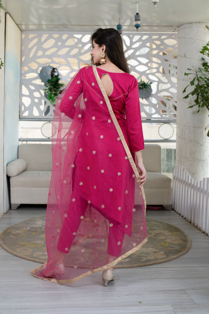 Hand Work Pink Kurta Set