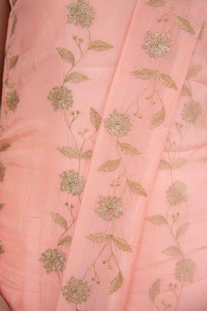 Peach Sequence Work Patiala Set