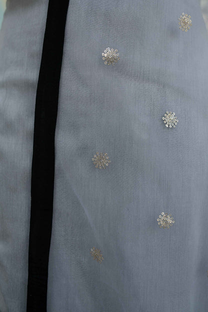 Black And Grey Hand Work Kurta Set