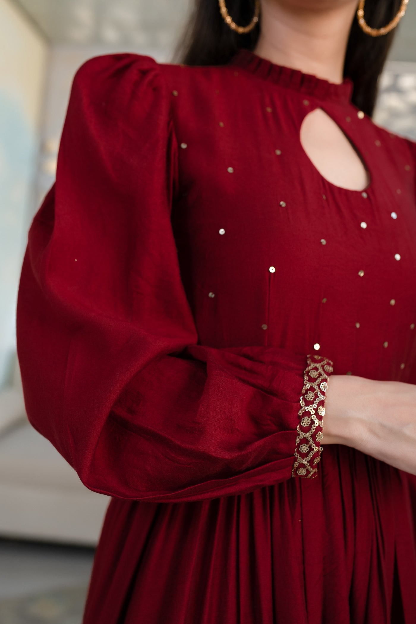 Party Wear Georgette Maroon Color Gown With Heavy Chine Sequence Work –  urban-trend.co.in