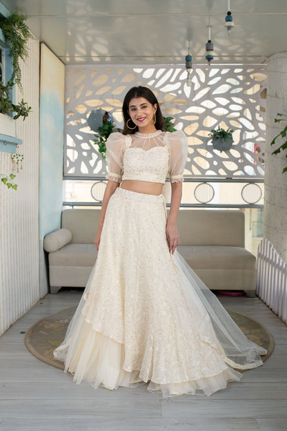 Cream Lehenga