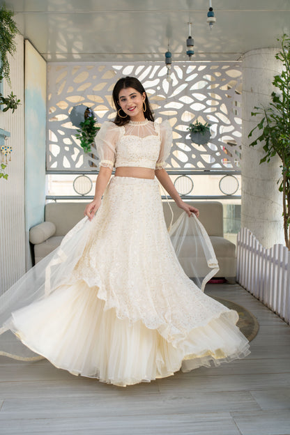 Cream Lehenga