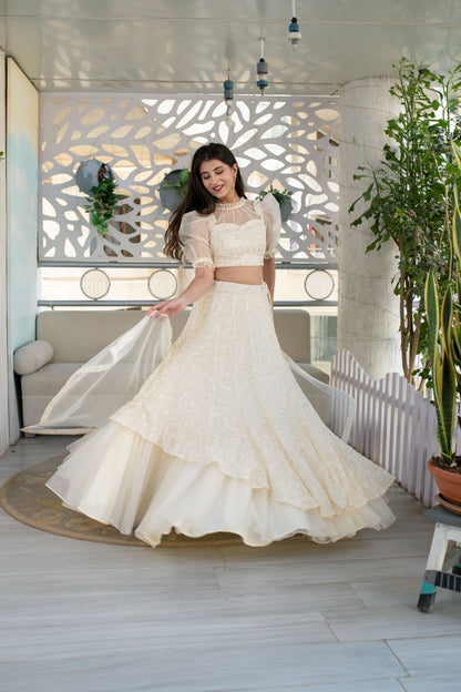 Cream Lehenga