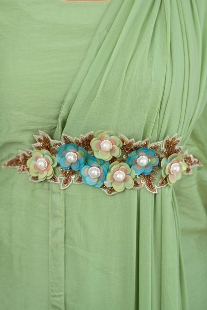 Green Kurta With Hand Work