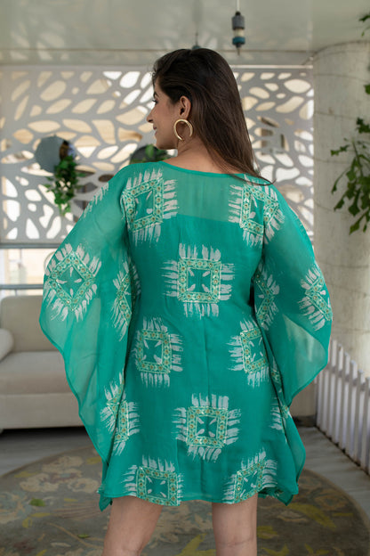 Sea Green Thread And Sequin Work Kaftan
