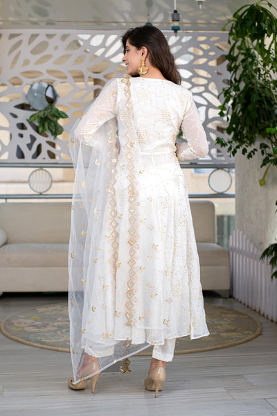 White And Gold Anarkali
