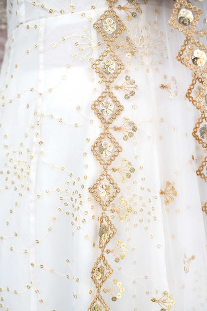 White And Gold Anarkali Kurta Set