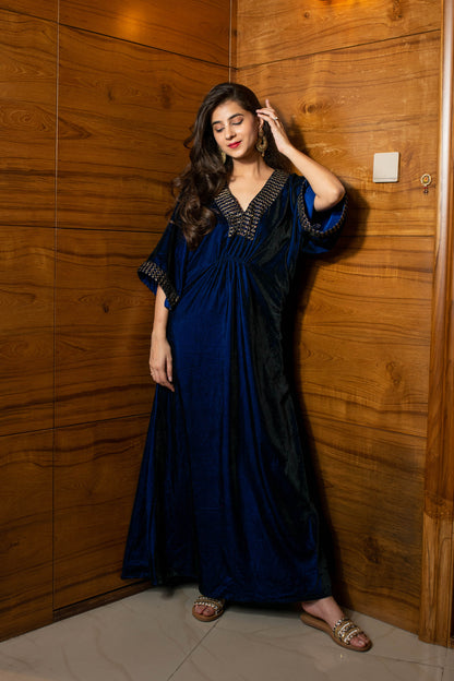 Royal Blue Velvet Kaftan