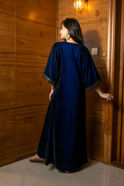Royal Blue Velvet Kaftan