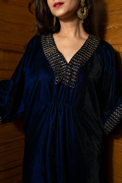 Royal Blue Velvet Kaftan